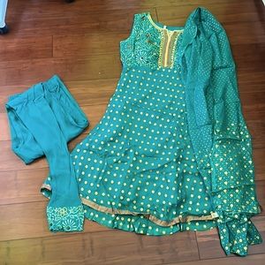 Indian dress nila Punjabi suit green salwar suit gold work Diwali outfit